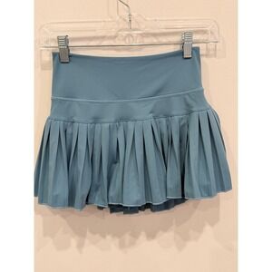 Gold Hinge Pleated Tennis Skirt Teal Small High Waist Athletic Mini Skort EUC